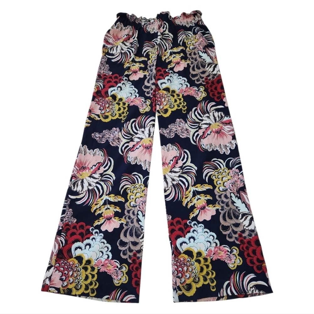 New York & Company 7th Avenue Multicolor Floral Wide-Leg Pants